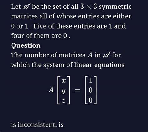 Let A be the set of all 3×3 symmetric matrices all of whose entries are e..