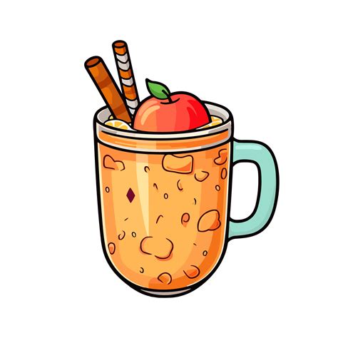 hot apple cider sticker cool colors kawaii clip art illustration ...