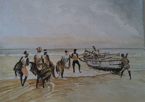 Kerala fishermen 16" X 11.5" Scape, Kerala, Painting, Art, Art ...