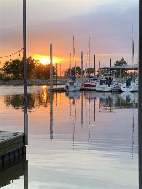 Sunset at Alton Marina Alton IL on the Mississippi River 8/16/2019 : boating