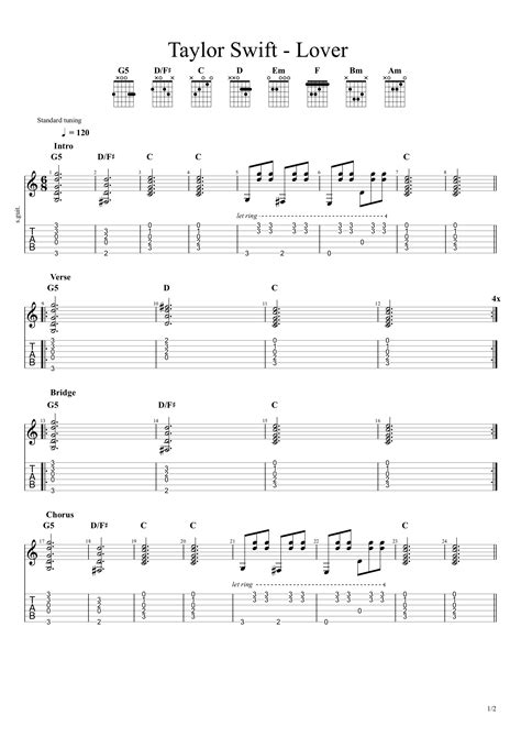 Taylor Swift – Lover Chords and TAB | 9to42