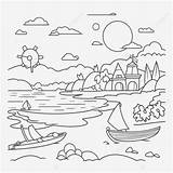 Coloring Orilla Muelle Ufer Agua Moll Vora Llac Oncoloring Sketch  sketch template