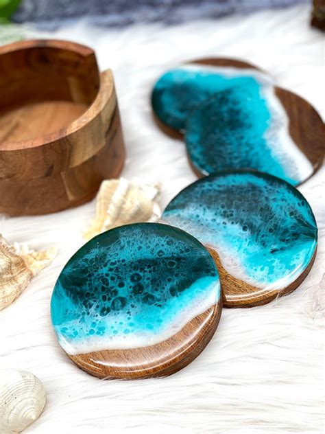 Resin Coasters Ocean Beverage Coaster Beach Resin Coaster - Etsy