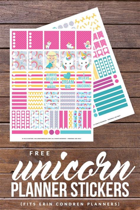 FREE Unicorn Printable Planner Stickers - Bird's Eye Meeple