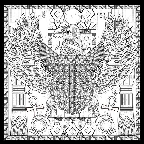 Egypt eagle egyptian style with symbols - Egypt Adult Coloring Pages