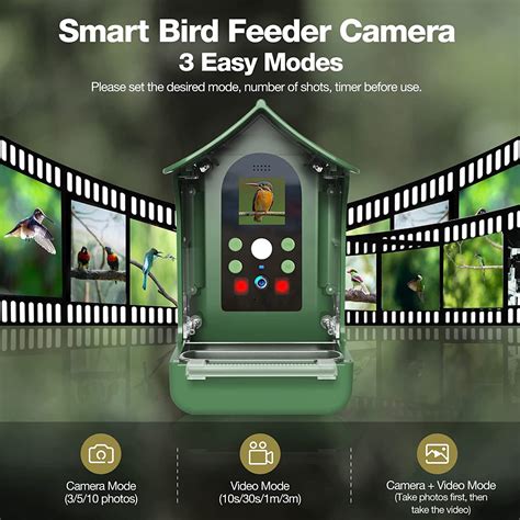 Smart Bird Feeder Camera - Bird Feeder with PIR Motion Detection 1080P Auto Capture Photo&Video ...