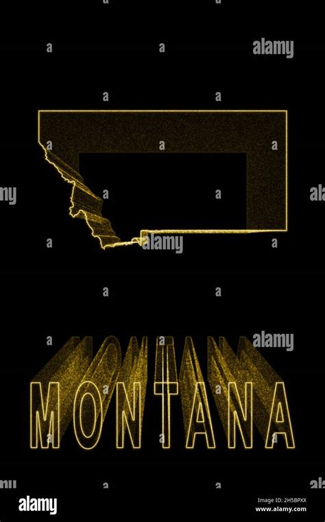 Map of Montana, Gold Map On Black Background, Gold effect Stock Photo ...