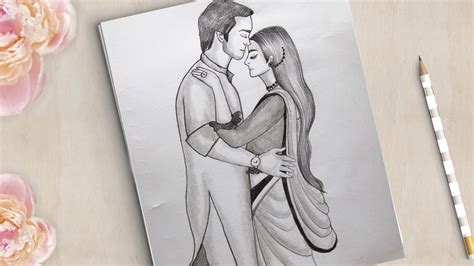 How to Draw Traditional Romantic Couple In Puja || Couple Drawing Easy - YouTube