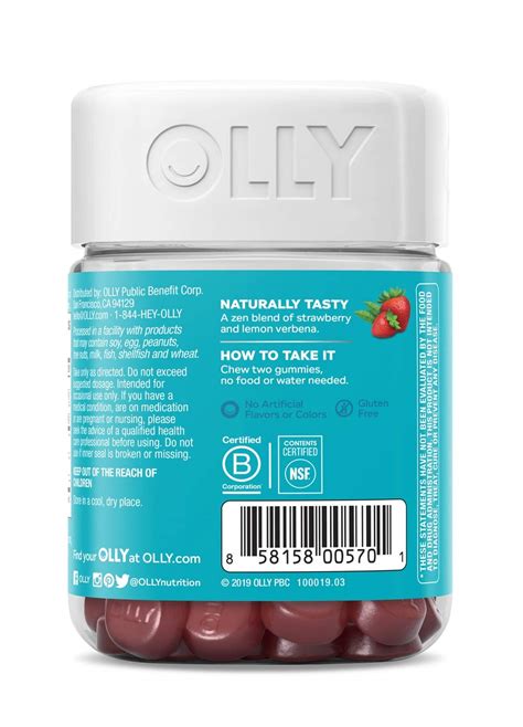 OLLY Goodbye Stress Gummy, 21 Day Supply (42 Count Gummies), Berry ...