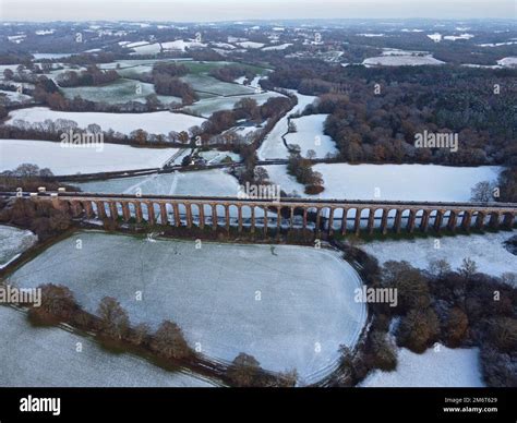 Aerial view of Ouse Valley Viaduct in winter Stock Photo - Alamy