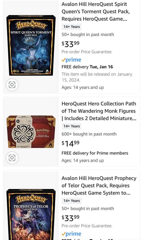 New quest packs on Amazon : r/Heroquest