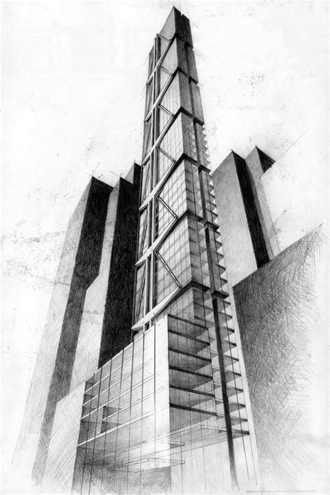 NYC Tower Sketch - Pencil Drawing | Perspective drawing architecture, Architecture drawing plan ...