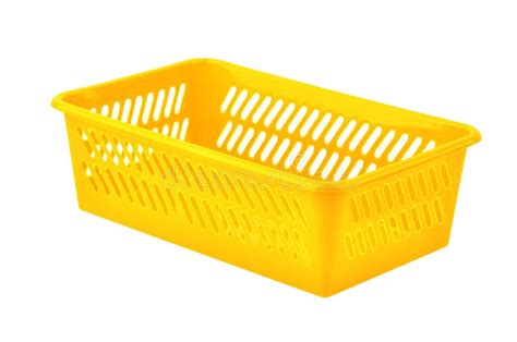 Yellow plastic basket stock image. Image of white, object - 119446505