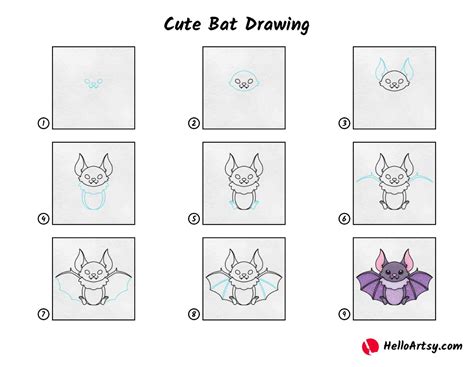 Cute Bat Drawing - HelloArtsy