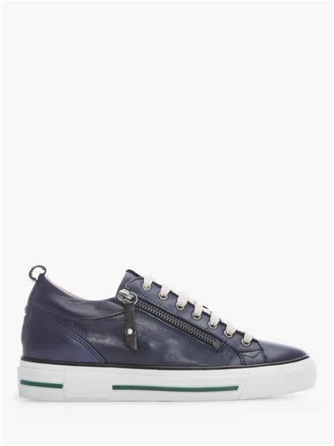 Moda in Pelle Brayleigh Leather Zip Up Trainers, Navy at John Lewis ...