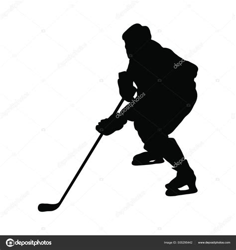 Hockey Player Silhouette White Background Stock Vector by ...