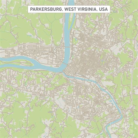 Parkersburg West Virginia US City Street Map Digital Art by Frank Ramspott - Pixels