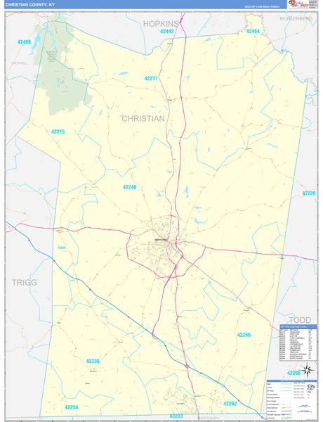 Christian County, KY Zip Code Wall Map Basic Style by MarketMAPS - MapSales