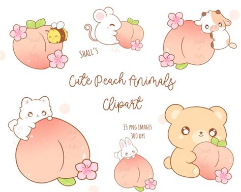 Kawaii Peach Animals Clipart Fruit Animals PNG Cute Cows - Etsy Canada