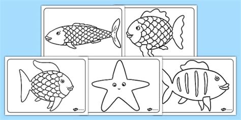 Rainbow Fish Art Lesson Free Colouring Sheets (teacher made)