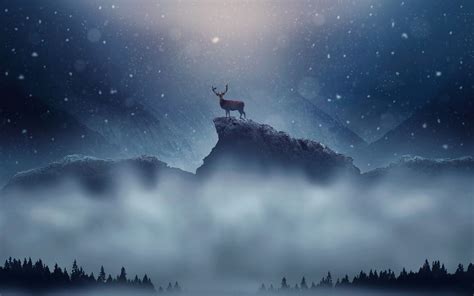 Christmas Deer Snowfall | Snowfall wallpaper, Christmas deer, Deer wallpaper