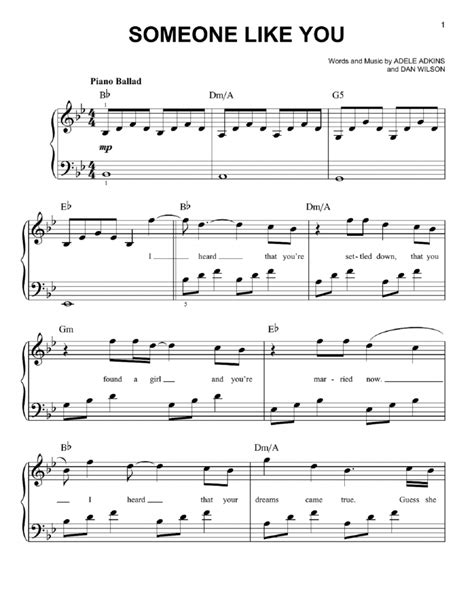 Adele Piano Sheet Music for Learning | Educative Printable