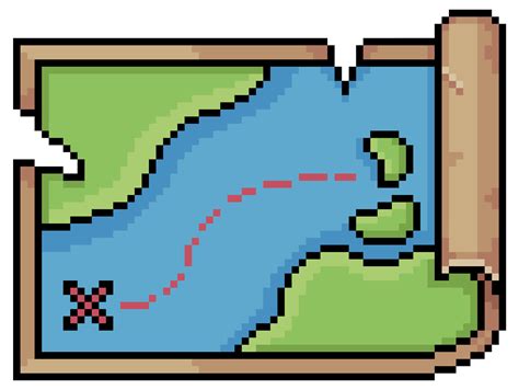 Pixel art treasure map vector icon for 8bit game on white background 9726496 Vector Art at Vecteezy