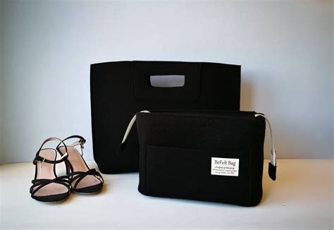 Bag Organizer Black Bag in Bag Felt Bag Insert With Golden - Etsy