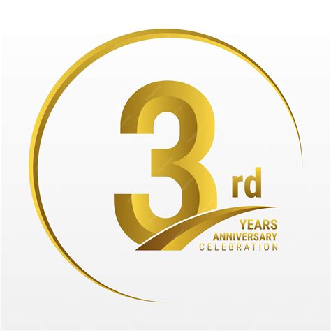 Premium Vector | 3rd anniversary logo design with golden color and ring logo vector template