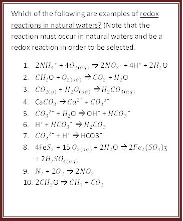 Solved Which of the following are example of redox reactions | Chegg.com