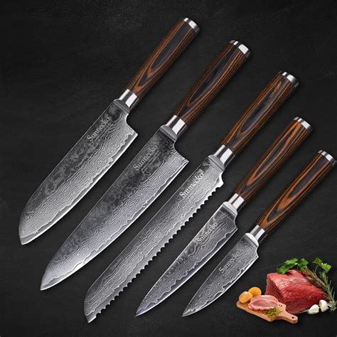 Aliexpress.com : Buy SUNNECKO 5PCS Kitchen Knives Set Damascus Steel Chef Knife Japanese VG10 ...