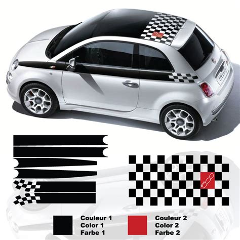 Kit stickers autocollants Bandes & Toit Fiat 500 F1 Limited Edition