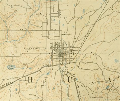 Map of Gainesville Area, 1894, Florida