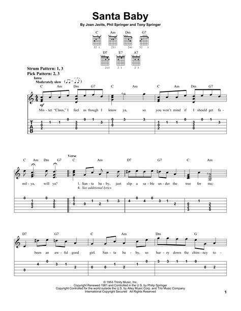 Santa Baby by Eartha Kitt - Easy Guitar Tab - Guitar Instructor