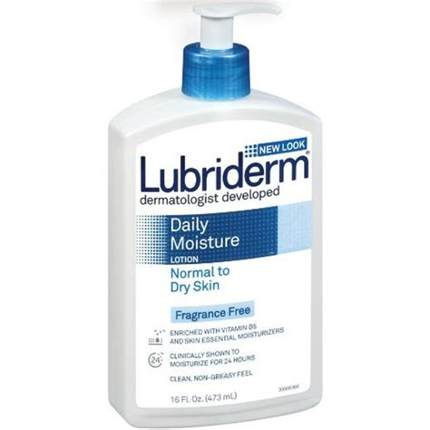 Lubriderm Daily Moisture Lotion for Normal to Dry Skin, Fragrance Free, 16 Ounce (Packaging May ...