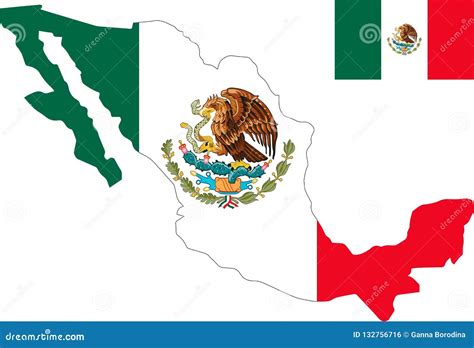 Vector Map of United Mexican States with Flag. Isolated, White ...