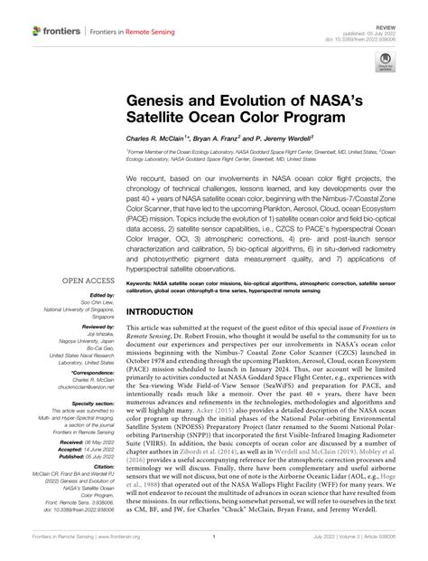 (PDF) Genesis and Evolution of NASA’s Satellite Ocean Color Program