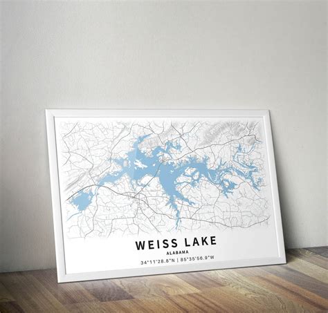 Printable Map of Weiss Lake Alabama United States Instant - Etsy