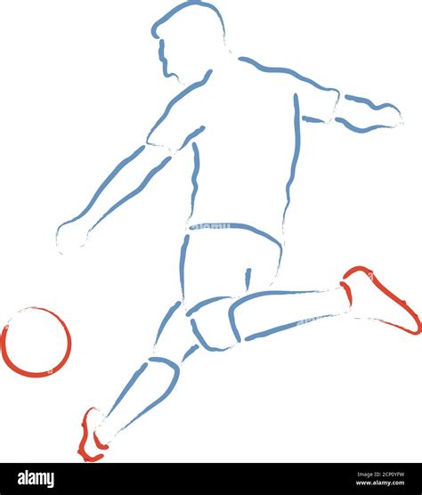 Stylized vector illustration with soccer player kicking the ball Stock ...