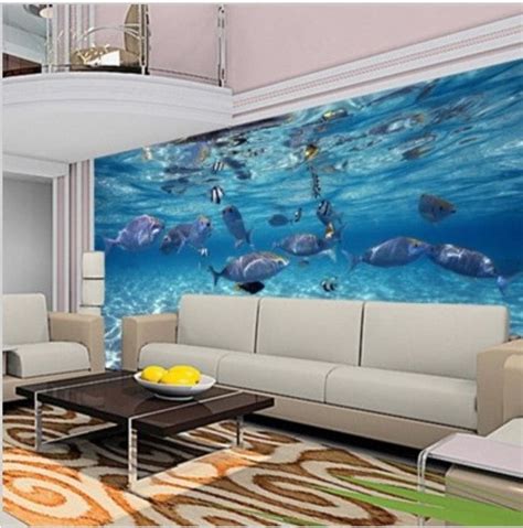 3D Underwater Marine Life Fish Ocean Design Photo Wallpaper Mural ...