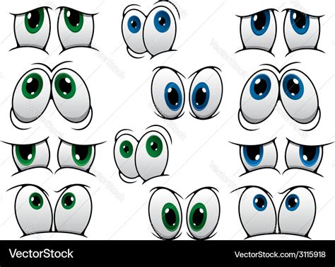 Blue and green cartoon eyes Royalty Free Vector Image