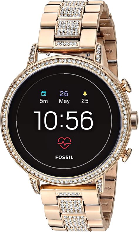 Amazon | Fossil レディース Gen 4 Q Venture HR ステンレススチール タッチスクリーンスマートウォッチ カラー ...