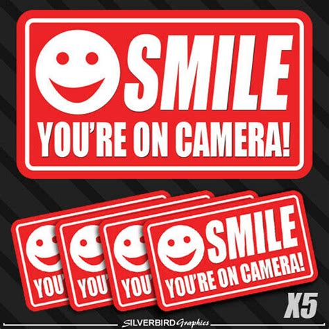 5 Pack Smile You're on Camera Stickers Video Security System Warning Alarm Decal - Etsy