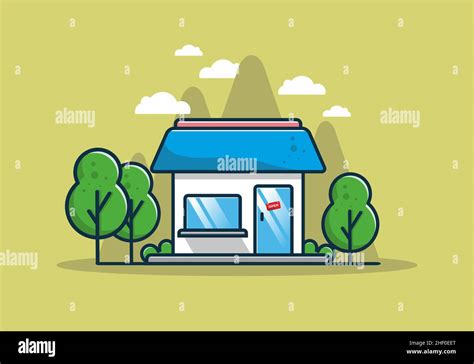 Mini shop building flat illustration design Stock Vector Image & Art - Alamy