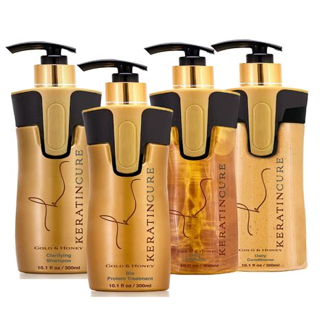 Keratin Cure - Keratin Cure Best Hair Treatment Kit Gold and Honey Bio Protein 10 Ounces 4 ...