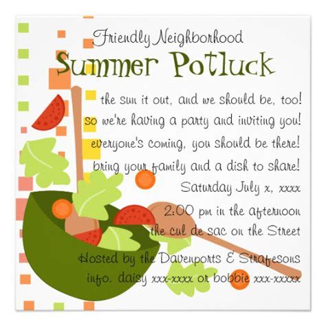 Funny Potluck Invitation Wording