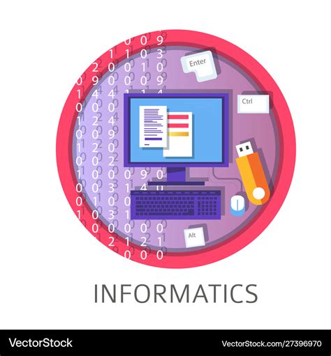 Informatics subject studies themed concept logo Vector Image