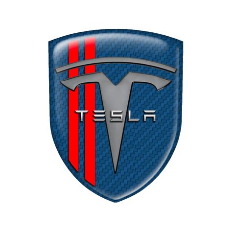 Tesla Emblem Shield Silicone Navy Carbon Red Line Edition | Domed Emblems | Stickers | X-Sticker