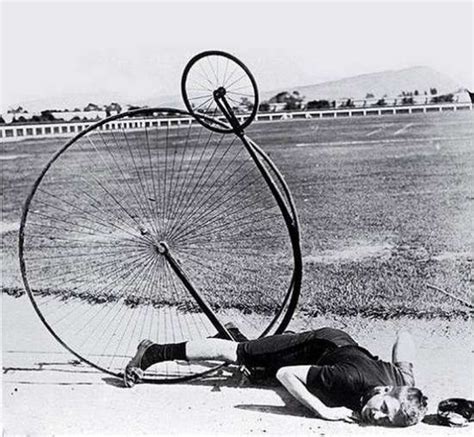 Boy falling off High-Wheel Bicycle Penny Farthing Bike Photo