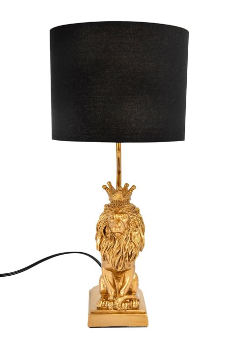 Ember Interiors Lion Shaped Black Shade Table Lamp, Gold - Walmart.com